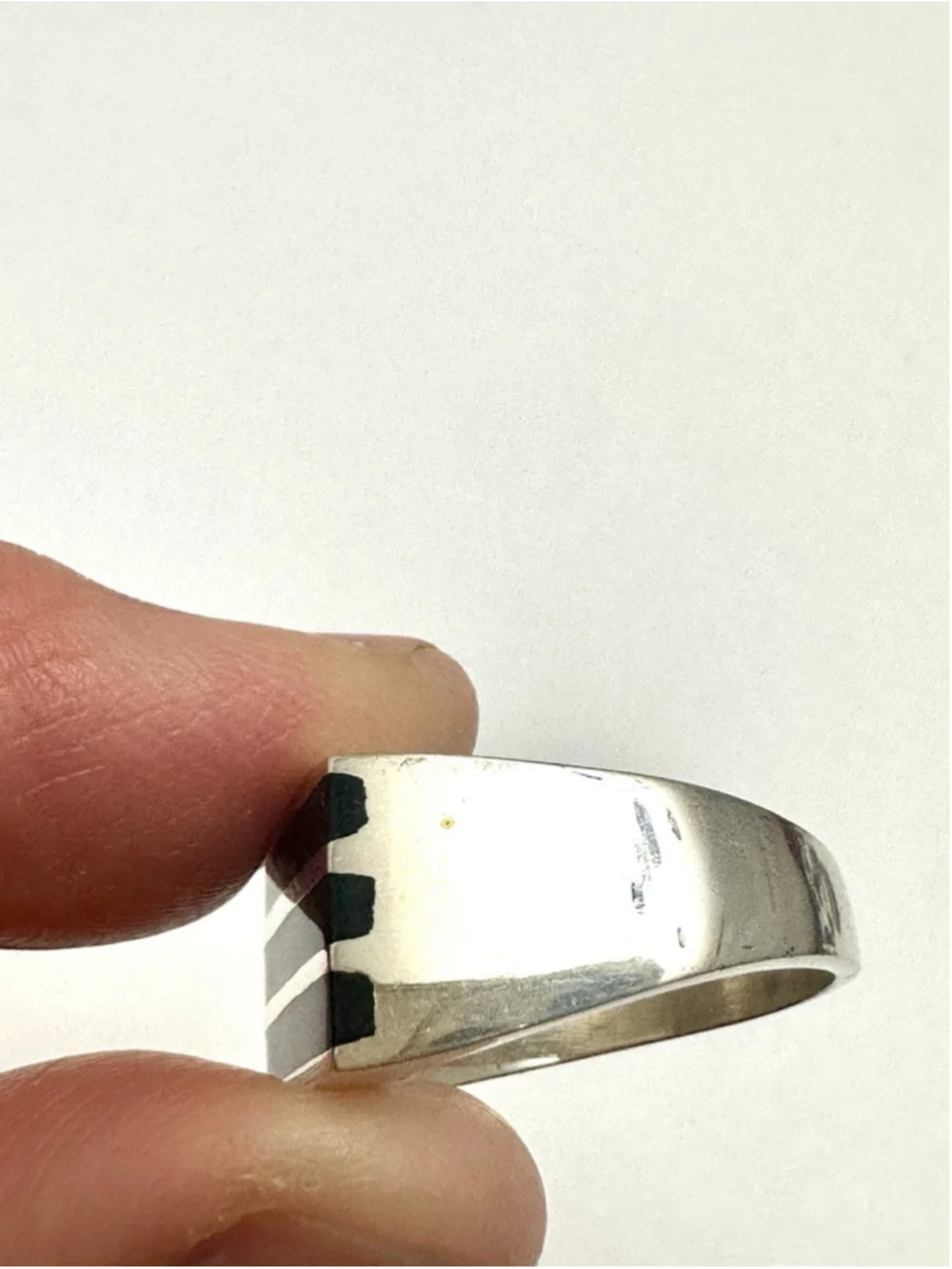 925 Sterling Silver Men’s Ring Size 9.5 Black Inlay Modern Geometric Design